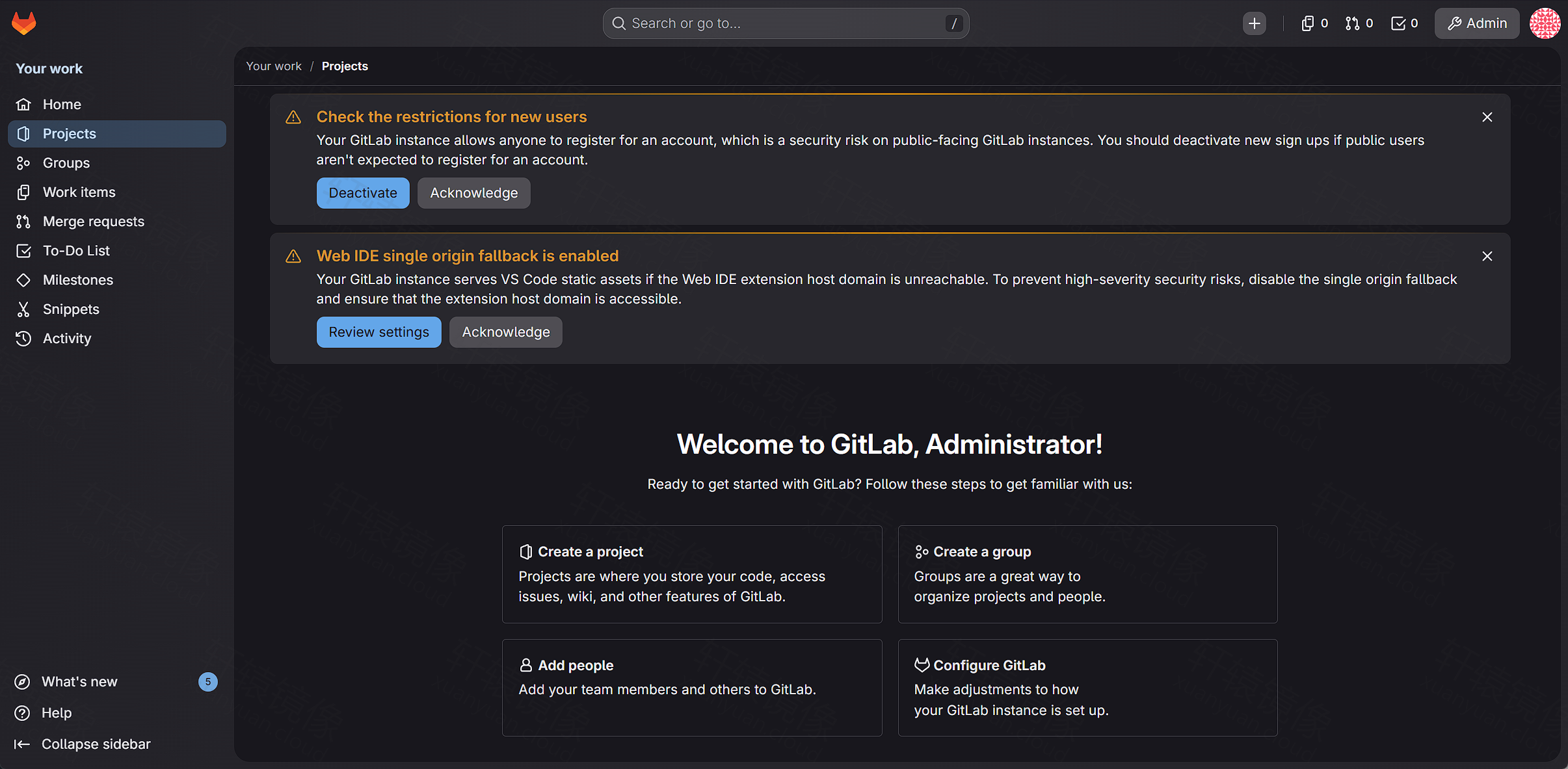点击放大 gitlab 主页