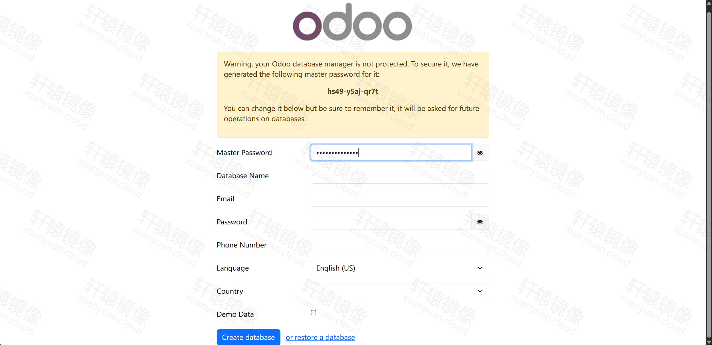 点击放大 odoo登录页