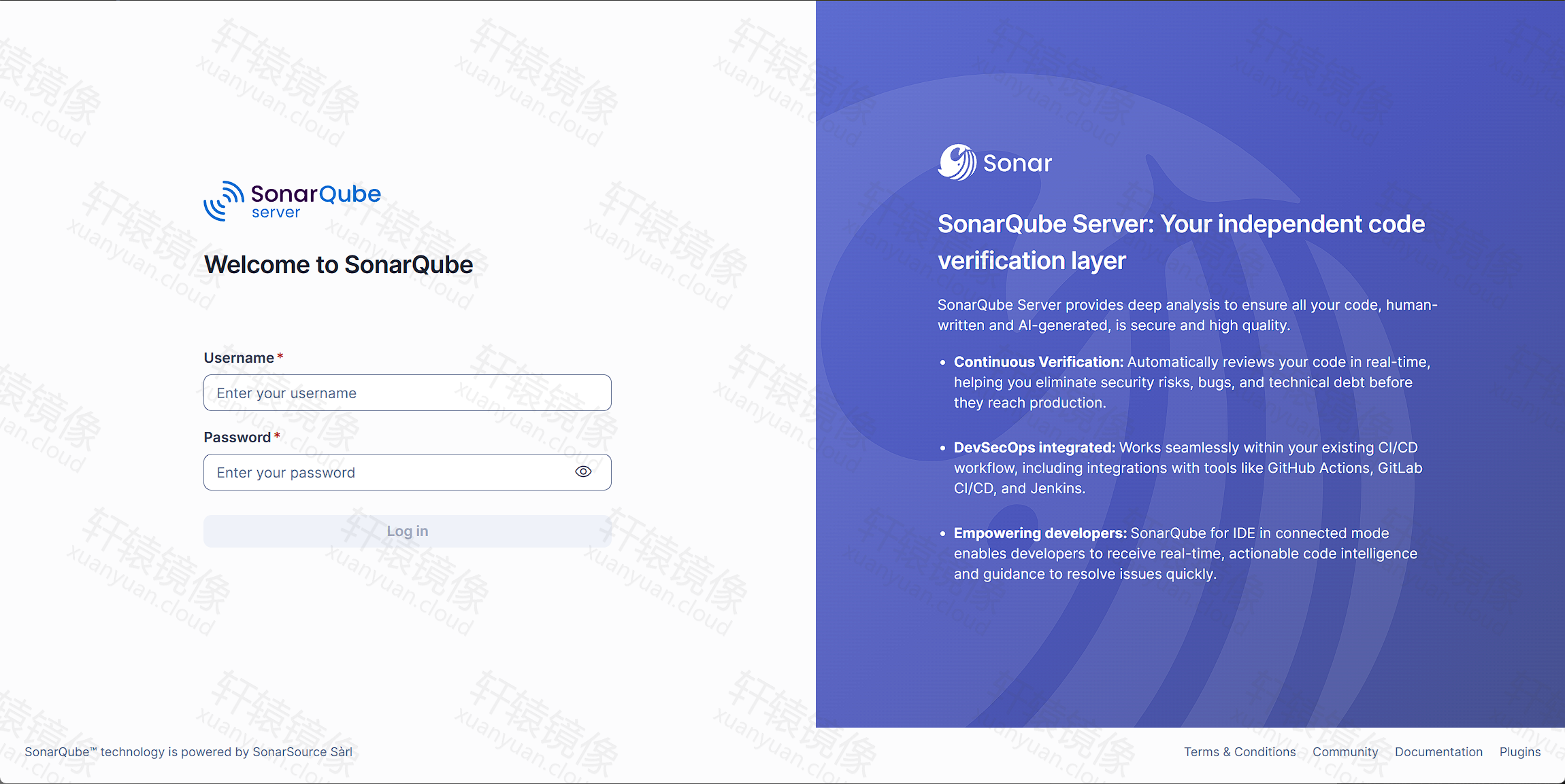 点击放大 SonarQube的登录界面