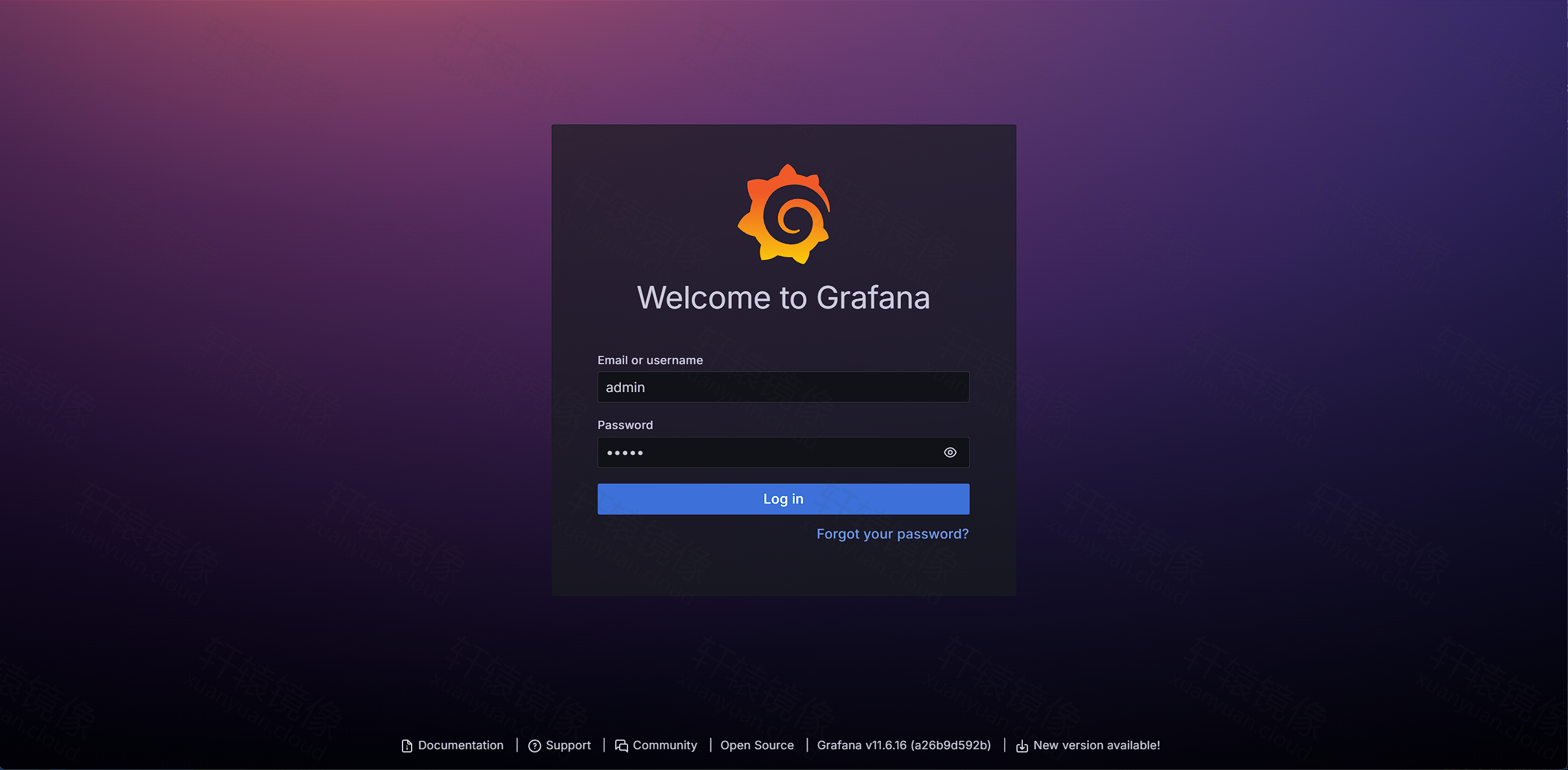 点击放大 Grafana 登录页