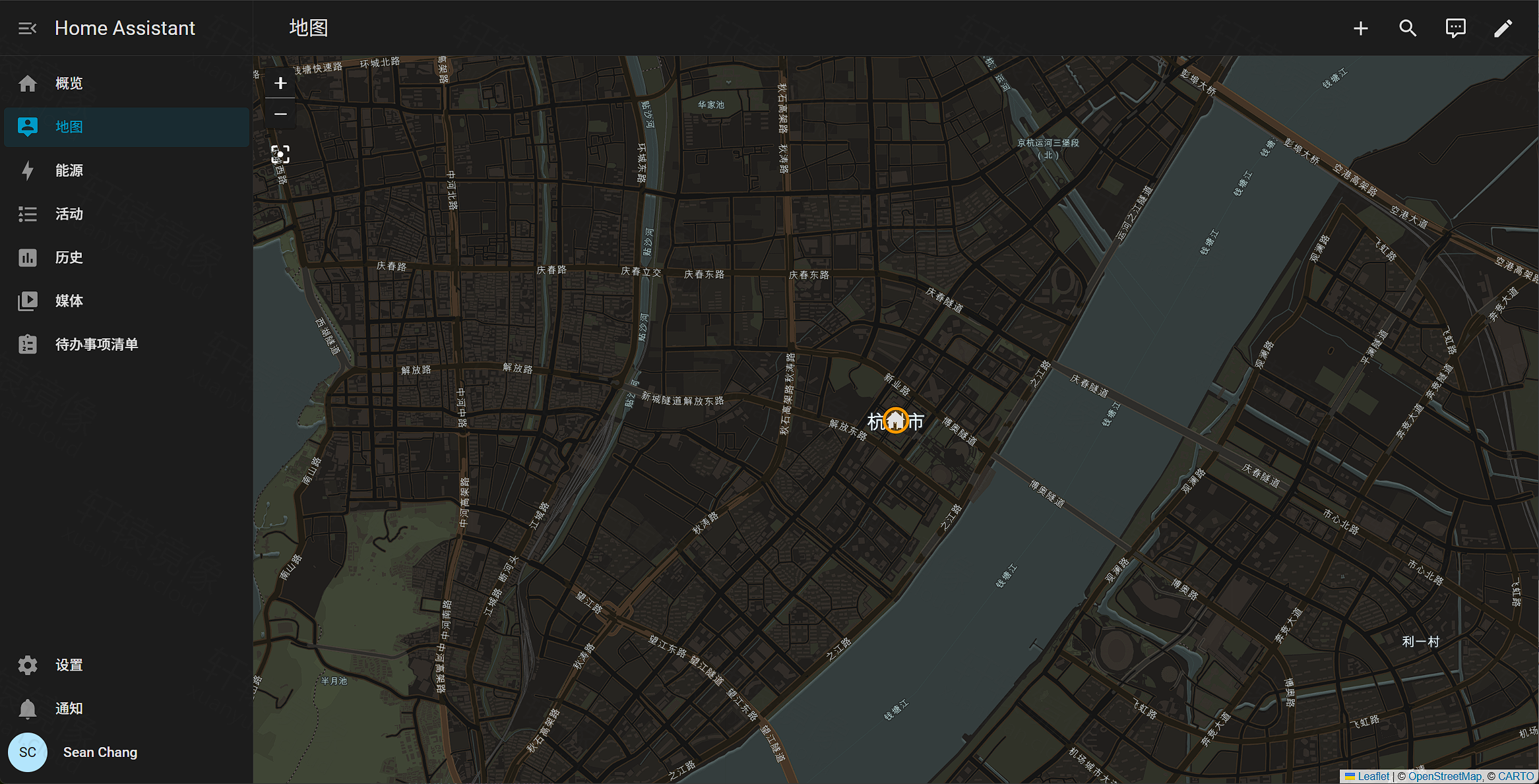 点击放大 地图页:杭州市位置标记与 OpenStreetMap 底图