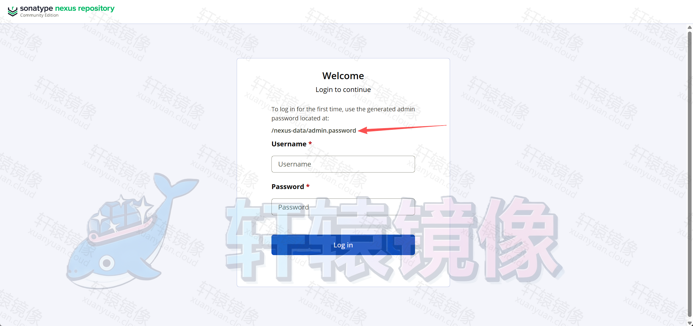 Nexus 管理后台中关于 admin 初始密码文件位置的官方指引
